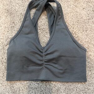 Alphalete Amplify Criss Cross Charcoal Sports Bra